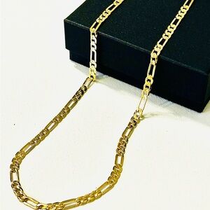 Gold Figaro Chain Necklace, gold plated chain